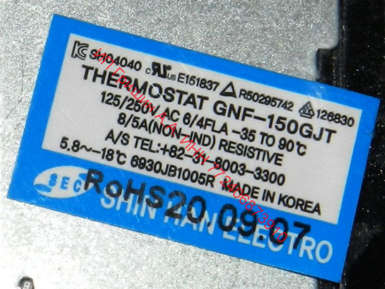 НЕ ПОСТАВЛЯЕТСЯ!!! СМОТРИТЕ ЗАМЕНУ!!! 6930JB1005R - Терморегулятор GNF-150GJT (капиляр 0,5м) LG